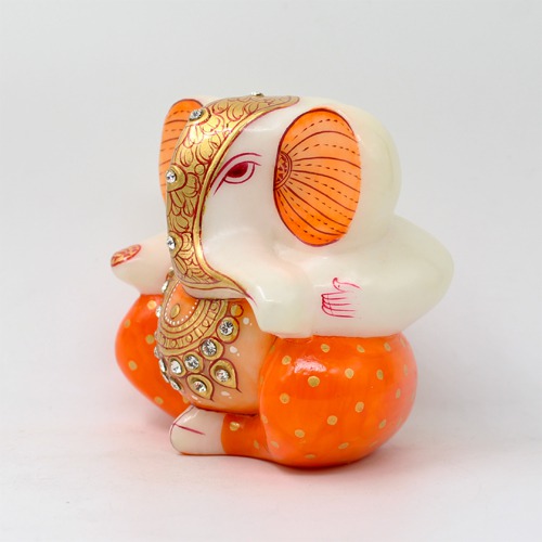 Orange Diamond Studs Appu Ganesha Idol For Home & Office Decor
