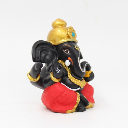 Fiber Black Gold Ganesha For  Car Dashboard