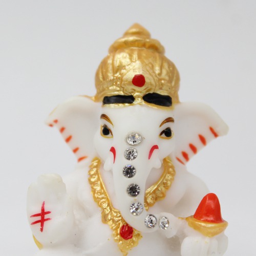 Fiber Diamond Studs Ganesha Idol For Car Dashboard