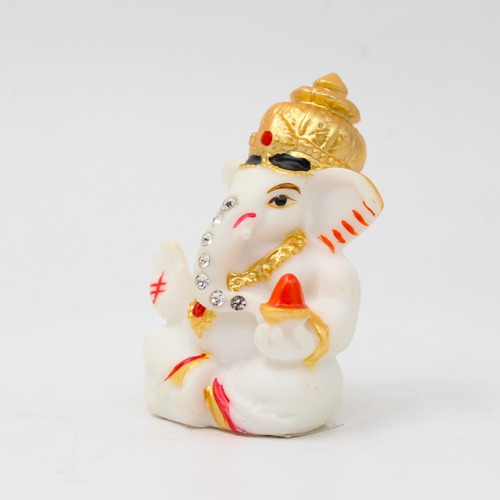 Fiber Diamond Studs Ganesha Idol For Car Dashboard