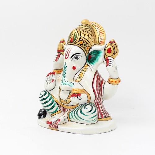 Green and White  Attractive Ganesh Idol  For Car Dashboard, Home Decor