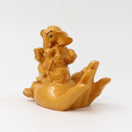 Yellow Lord Ganesh Sitting on the Hand Statue For Home & Office Decor