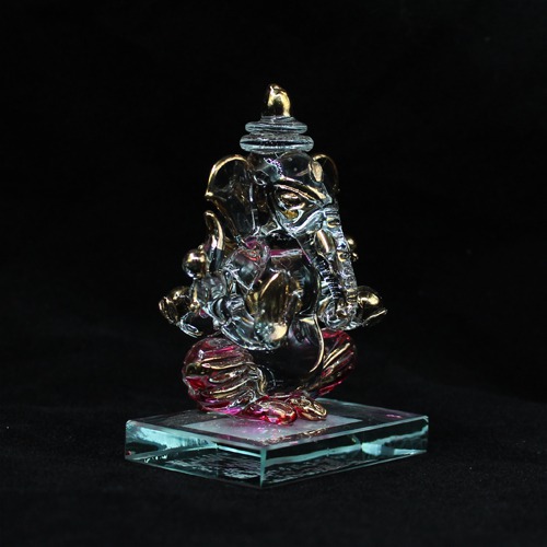 Crystal Glass Ganesha Idol For Car Dashboard