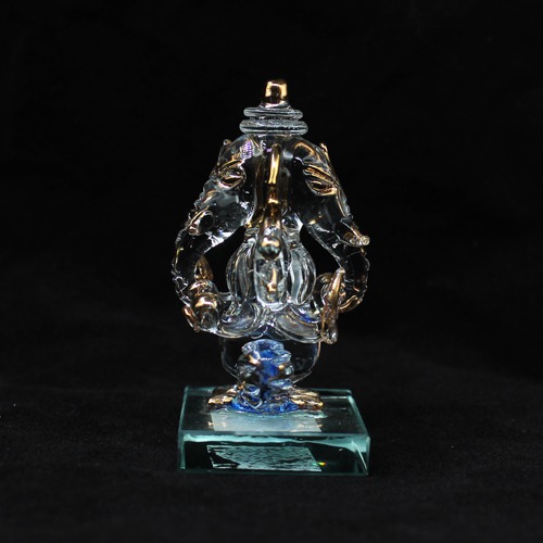 Crystal Glass Ganesha Idol For Car Dashboard