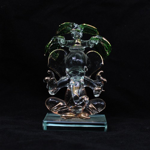 Multi colour Glass Sitting Ganesha Under The Tree For Home Decor