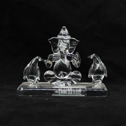 Glass Ganesha With Penguin For Home & Office Decor