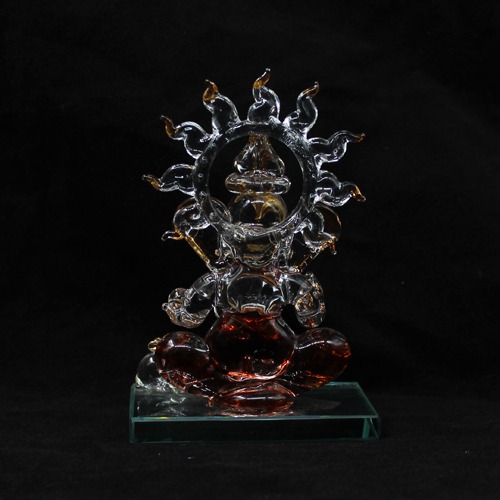 Surya Umbrella Ganesha Glass Idol  For Office and Home Decor