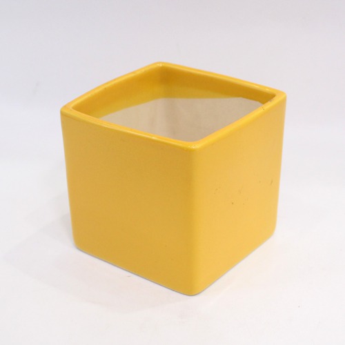 Yellow Square Ceramic Planter Pot | Ceramic Pot Medium Sized for Indoor, Outdoor ,Home Office ,Plants