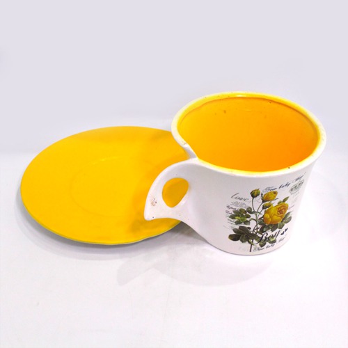 Big Size Cup And Saucer Planter Pot | Ceramic Planter Pot for Plants with Plate Saucer Elegant Pots