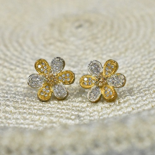 Dual Tone Flower Design Earrings | Earrings | Women Earrings
