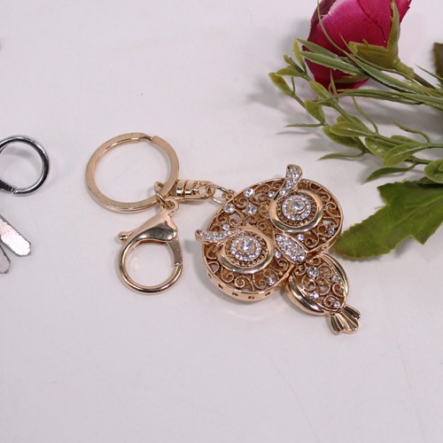 Golden Diamond Owl Keychain | Premium Stainless Steel Keychain For Gifting With Key Ring Anti-Rust | For Car Bike Home Keys for Men and Women