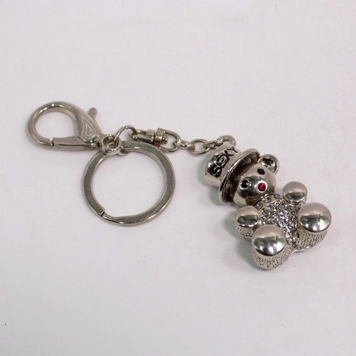 Silver Diamond studded Teddy Bear Keychain | Premium Stainless Steel Keychain For Gifting With Key Ring Anti-Rust | For Car Bike Home Keys for Men and Women