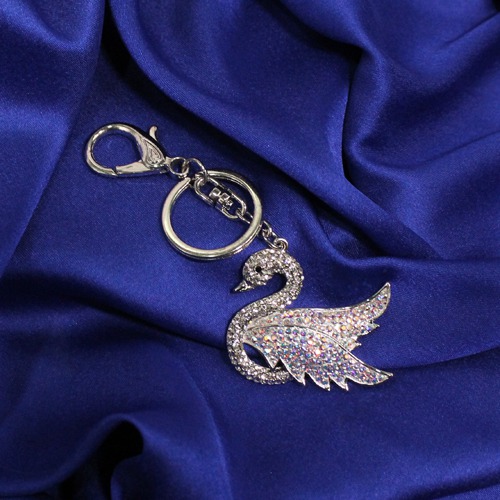 Diamond Studded Swan Metal Keychain | Premium Stainless Steel Keychain For Gifting With Key Ring Anti-Rust | For Car Bike Home Keys for Men and Women