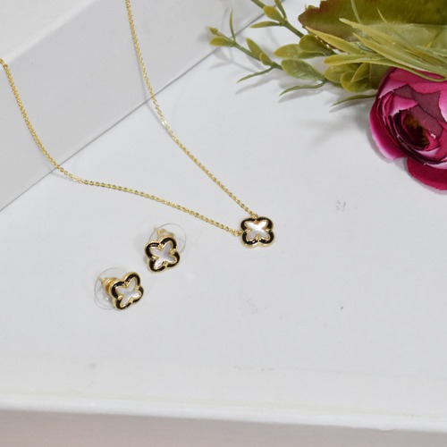 Flower Pendant Chain And Earrings Necklace Set | Chain And Earrings Necklace Set