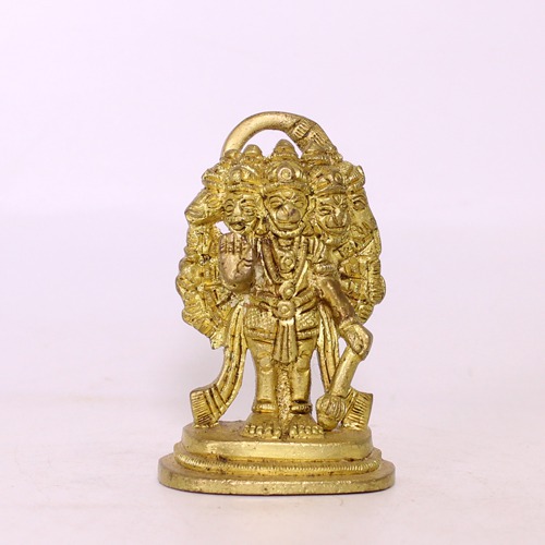 Brass Panchmukhi Standing Hanuman Idol Brass Idol, Yelllow Colour Panchmukhi Hanuman,
