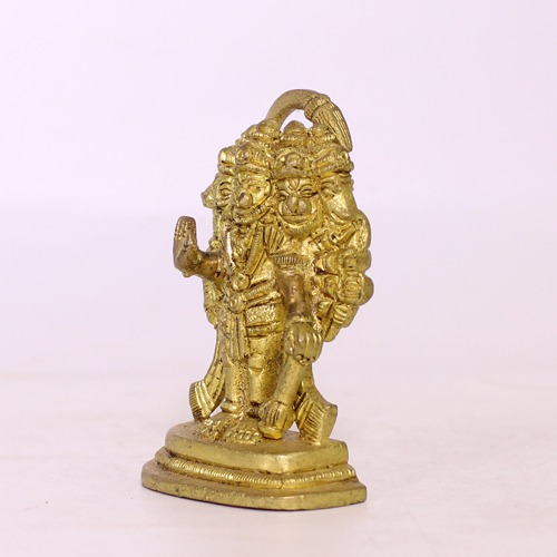 Brass Panchmukhi Standing Hanuman Idol Brass Idol, Yelllow Colour Panchmukhi Hanuman,