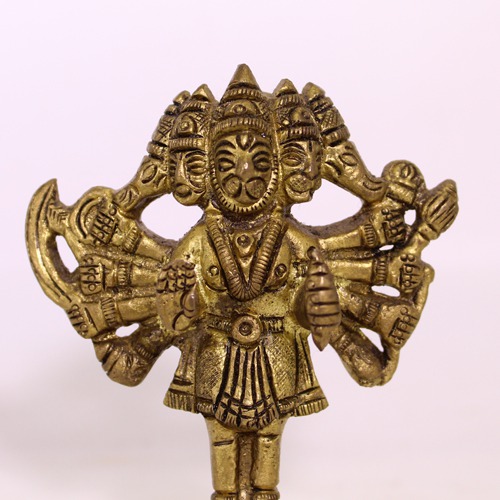 Brass Panchmukhi Hanuman Idol Panchmukhi Five Face Hanuman Bajrangbali for Home and Office