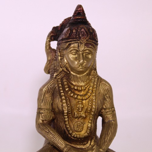 Two Tone Hanuman Sitting Idol, Two Colour Hanuman, Brass hanuman, Brass Murti