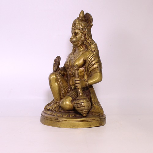 Brass Lord Hanuman Ji Murti Bajrangbali Sankat Mochan Bhagwan Idol for Temple car Dashboard Home Decor Statue Gift