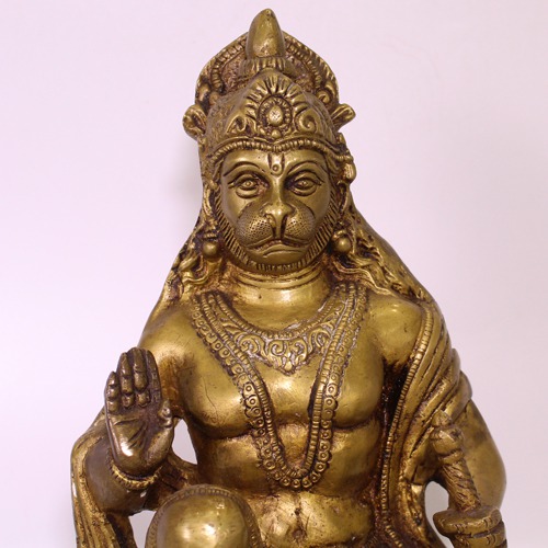 Brass Lord Hanuman Ji Murti Bajrangbali Sankat Mochan Bhagwan Idol for Temple car Dashboard Home Decor Statue Gift