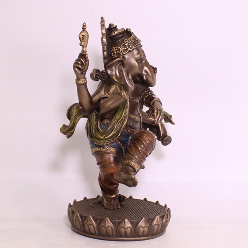 Broze Finish Dancing Ganesha Statue For Home Decor
