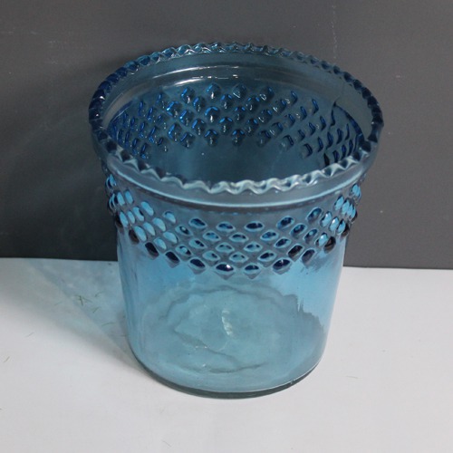 Blue Glass Candle Holder | Glass Vase | For Money Plant | Lucky Bamboo Plant | Elegant Shaped Vase | Flower Pot