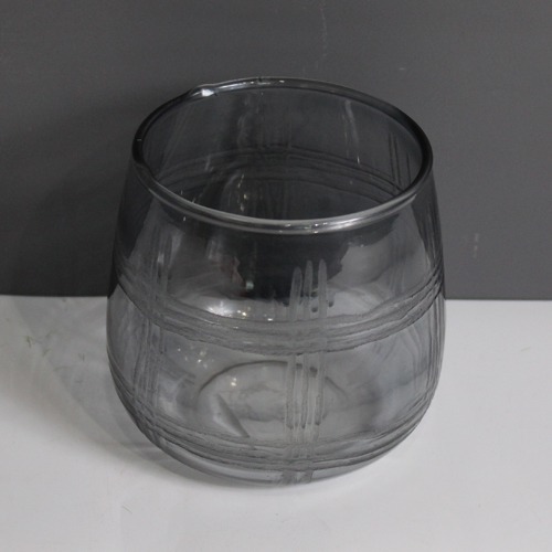 Gray U Glass Candle Holder | Glass Pots for Indoor Plants Garden Decoration Items Outdoor & Table Planters for Living Room