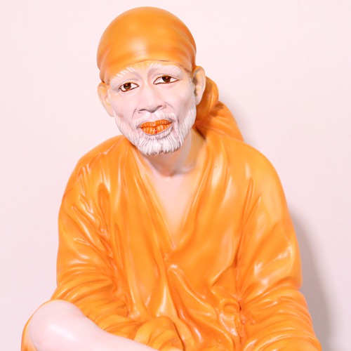 Large Orange Sai Baba Sitting On Stone Sai Baba Idol/Murti for Home and Office Decor