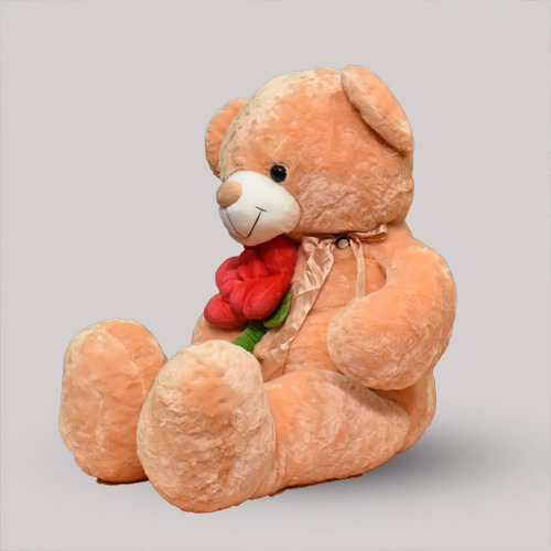 Brown Teddy With Rose Bear Soft Toy
