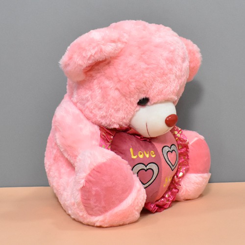 Pink Teddy Bear With Love Heart Soft Toy