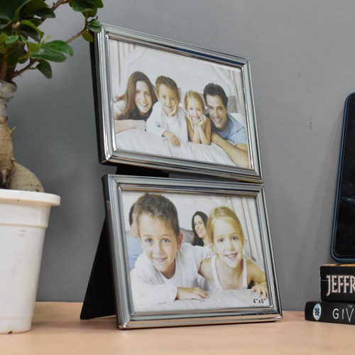 Silver Plated 2 Joint Photo Frame( Size 2 Photo Frame of 4 x 6 inch)