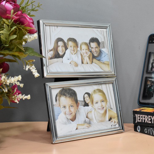 Silver Plated 2 Joint Photo Frame( Size 2 Photo Frame of 4 x 6 inch)