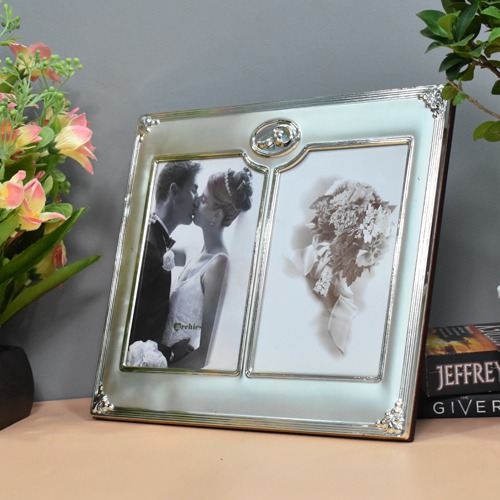 Collage Silver Plated  Couple  Table Top Photo Frame ( 2 Photograph)