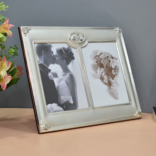 Collage Silver Plated  Couple  Table Top Photo Frame ( 2 Photograph)