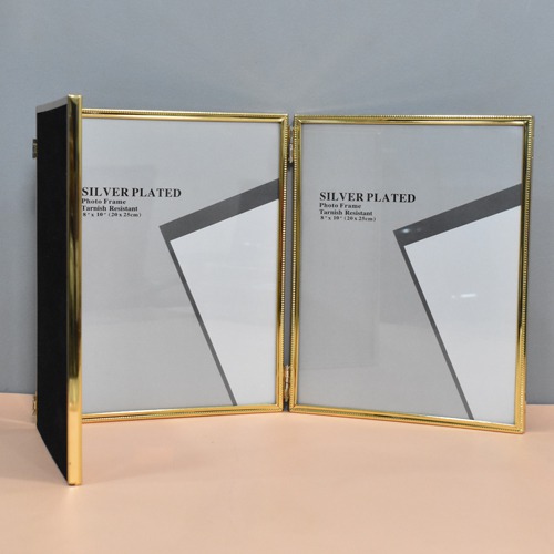 Large Gold Plated 3 joint  Table Top  Photo Frame( Photo size 10 x 8inche)
