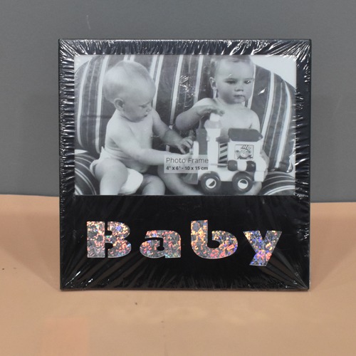 Black  Shine Baby Table Top  Photo Frame( Photo Size 6 x 4 inches)