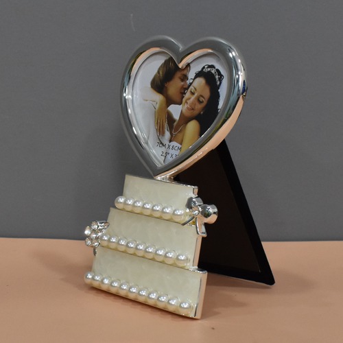 Silver Plated Wedding Cake Table Top Photo Frame For Home Decor