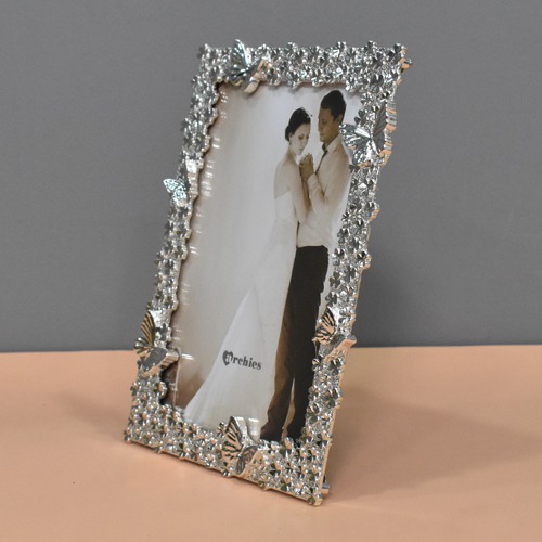 Romantic Silver Butterfly  Table Top Photo Frame For Home Decor ( Photo size: 6 x 4 inches)