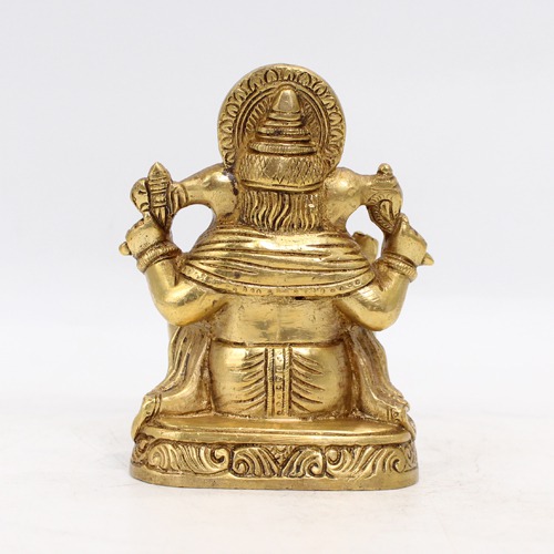 Brass Ganesha Seated Idol For Home & Office Decor