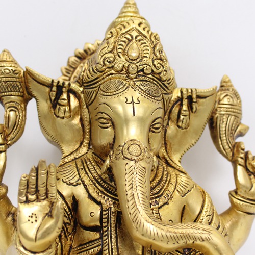 Goal Base Brass Ganesha Idol For Home Decor