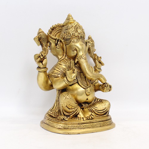 Goal Base Brass Ganesha Idol For Home Decor