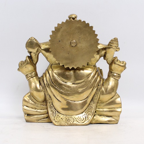 Gold Brass Ganapti With Base For Home & Office Decor