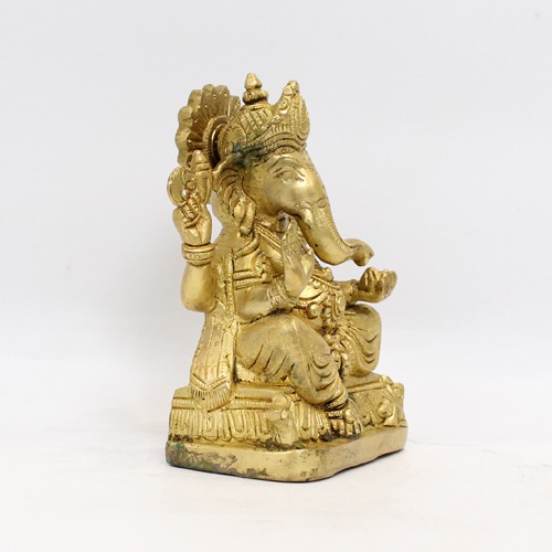 Golden Brass Ganesh Idol For Home, Pooja Ghar