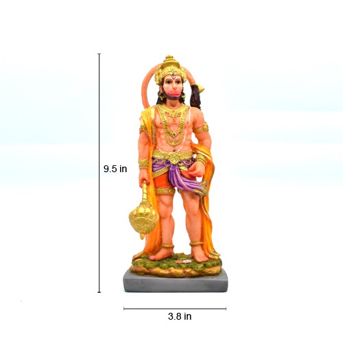 Lord Hanuman in Standing Position with Gada Hanuman Bajrangbali Statue Murti Idol for Home Office Decor Gift Puja Ghar