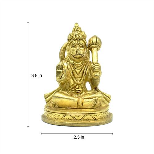 Brass Hanuman Ji Murti Is Blessing Posture With Gada
