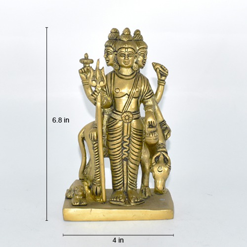 Lord Dattatreya Bhagwan Brass Idol Statue Murti for Home Pooja Office Decor Trimurti Bhagwan Sculpture