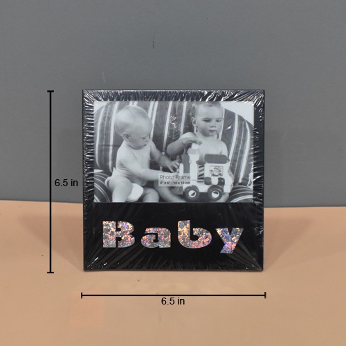 Black  Shine Baby Table Top  Photo Frame( Photo Size 6 x 4 inches)