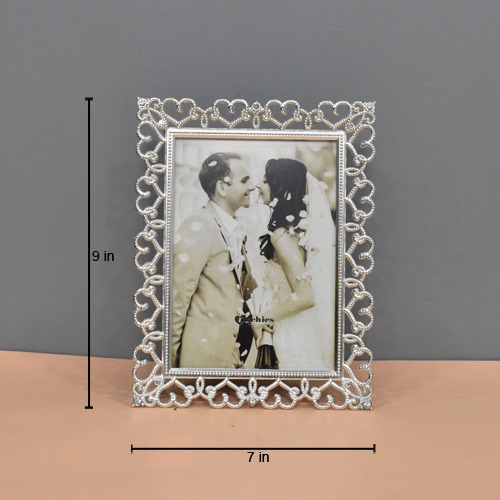 Silver Open Heart Table Top  Photo Frame For Home & Office Decor( Photo Size: 6 x 4 inches)