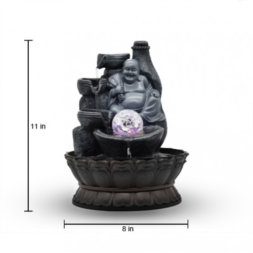 Laughing Buddha Three layers Water Fountain For Home Decor