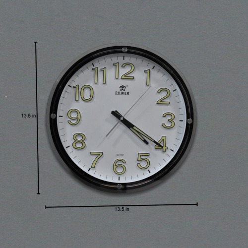 Glass Wood Power Quarts Wall Clock For Home Decor (17.5 x 17.5 inches, Black)